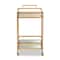 Baxton Studio Destin Modern Glam Brushed Gold Finished Metal and Mirrored Glass 2-Tier Mobile Wine Bar Cart 181-11196-Zoro - alternate 5
